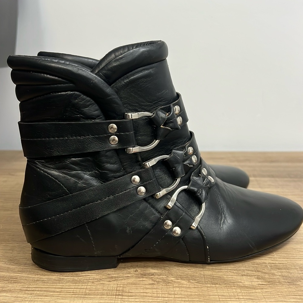 BE&D New York women’s ankle boots black leather size 38 1/2 US 8-8 1/2
